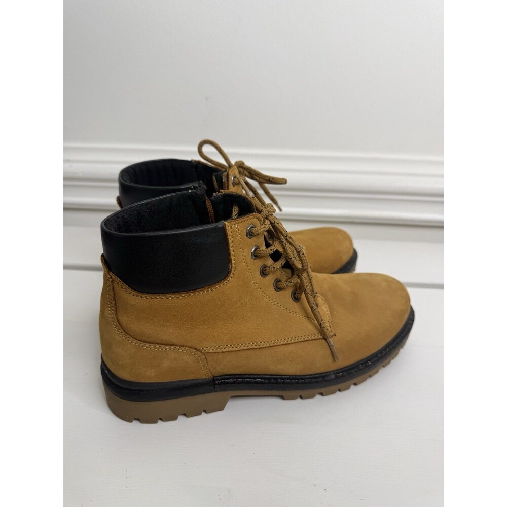 Zara Kids Tan Lace Up Boots Leather Ankle Boots Size 2 Youth